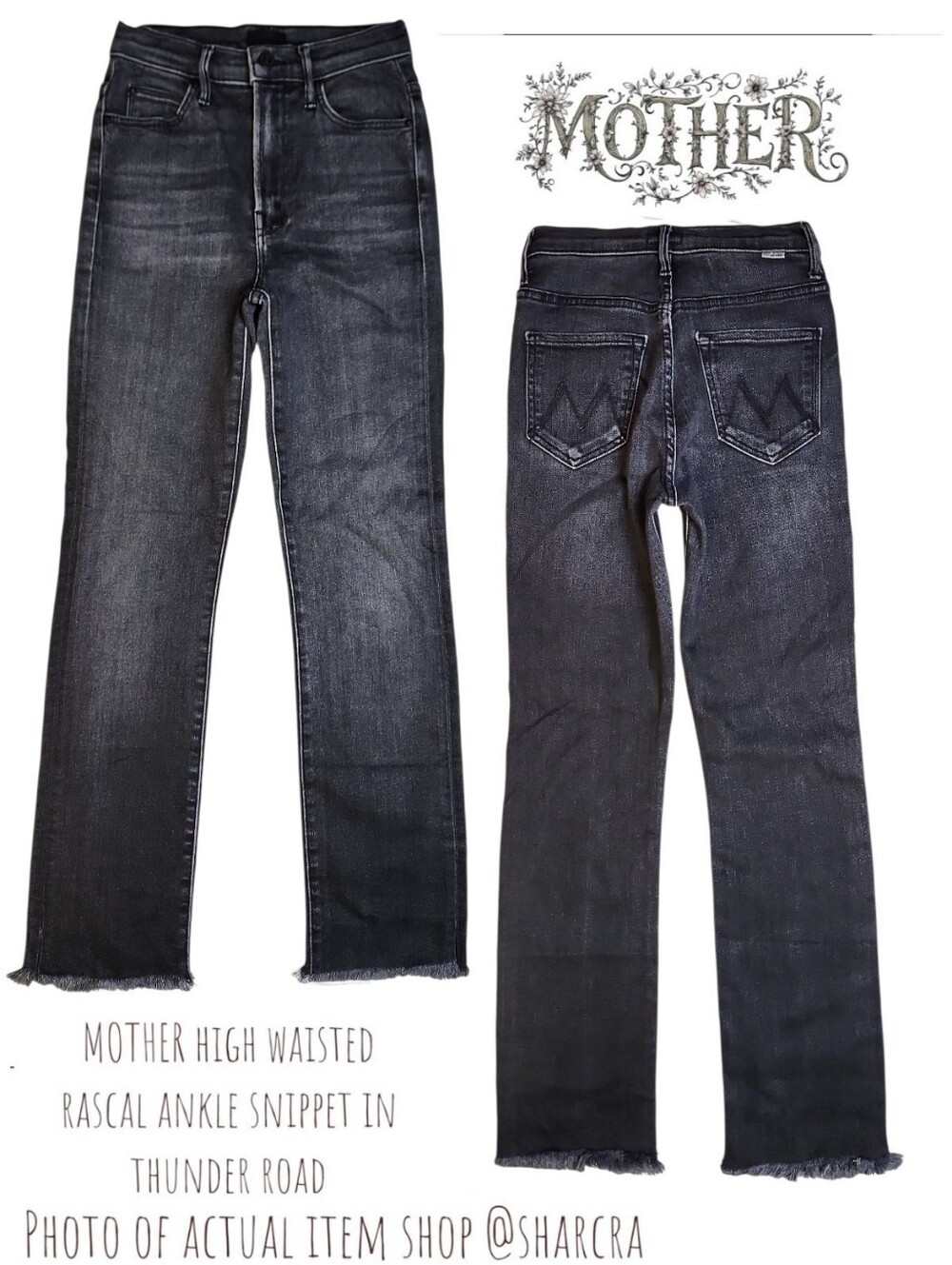 MOTHER Women high waisted rascal ankle snippet thunder road Straight Leg Jean 25